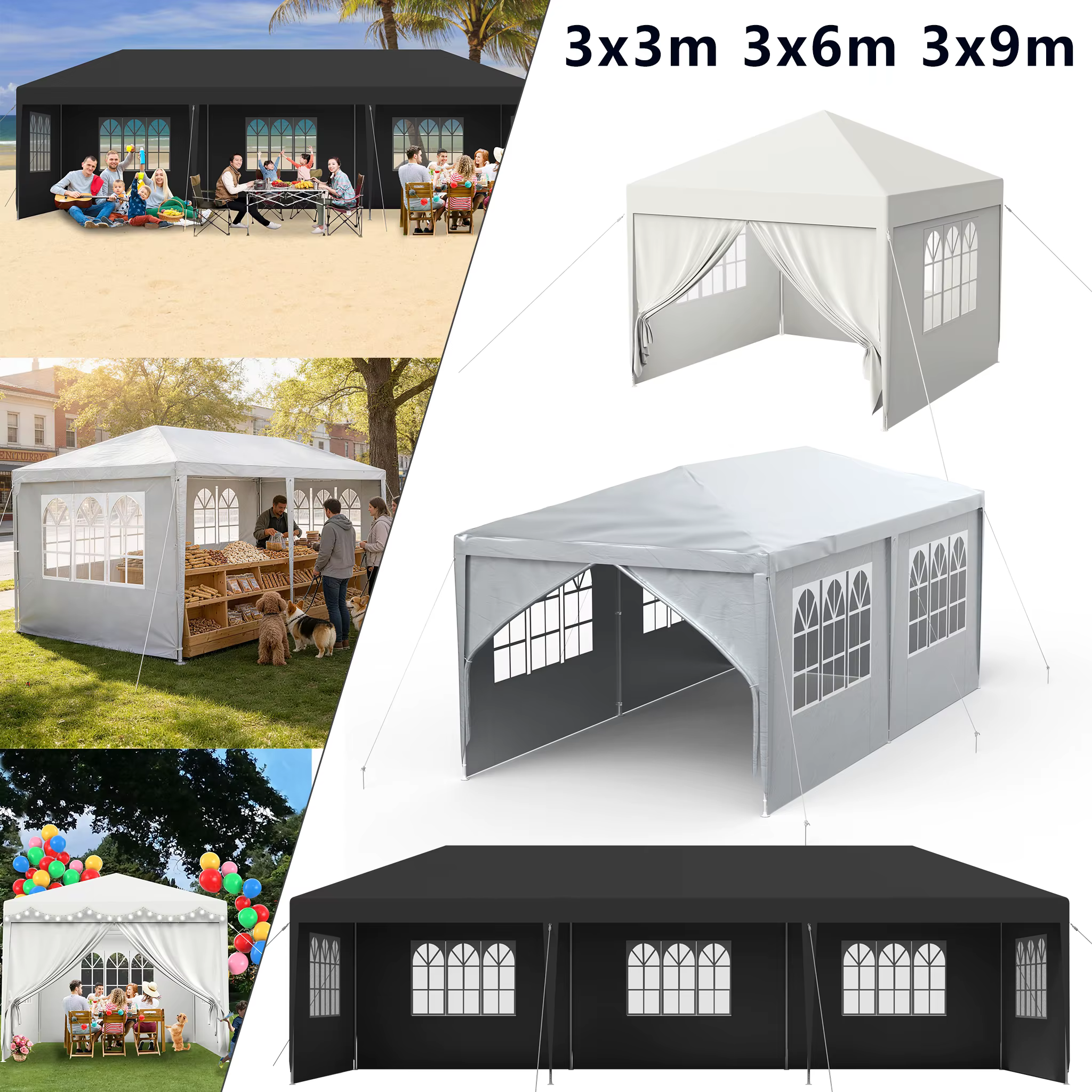 PABELLÓN JARDÍN 3x3/6/9m con PROTECCIÓN UV y paredes extraíbles
