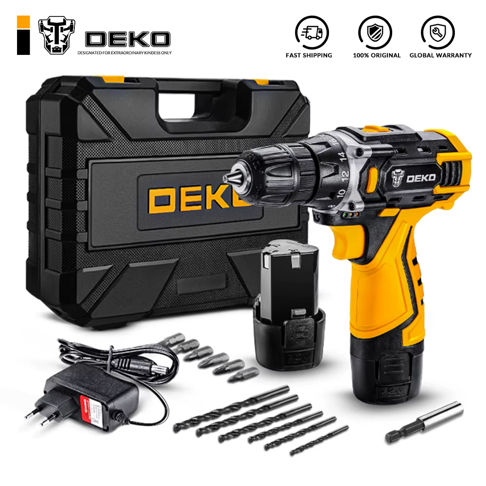 Taladro inalámbrico DEKO 12V-20V con BATERÍA de litio