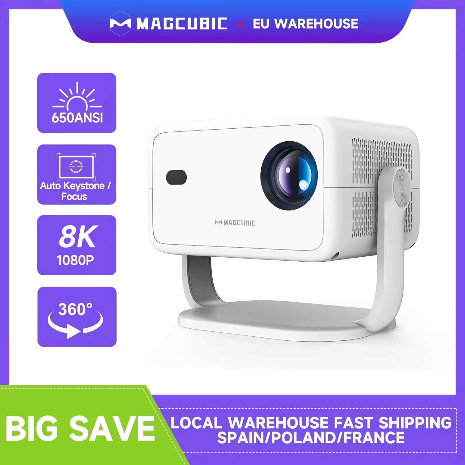 PROYECTOR Magcubic 1080P: gran imagen al aire libre por 56,5€