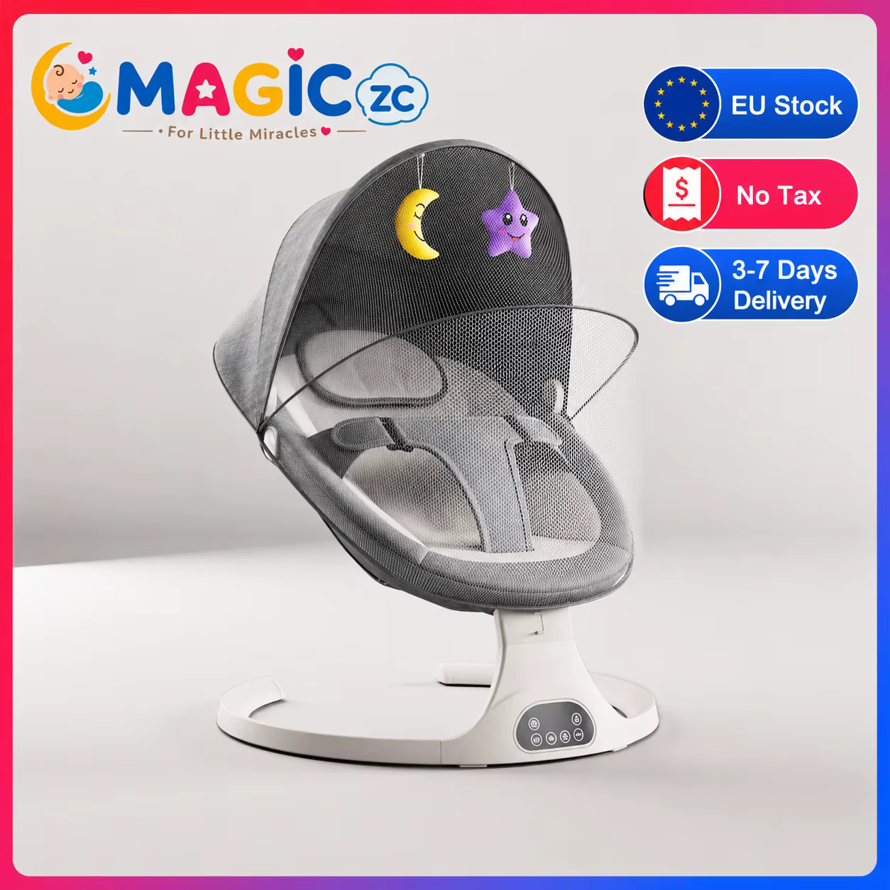 Columpio ELÉCTRICO para bebés con música y capota extraíble