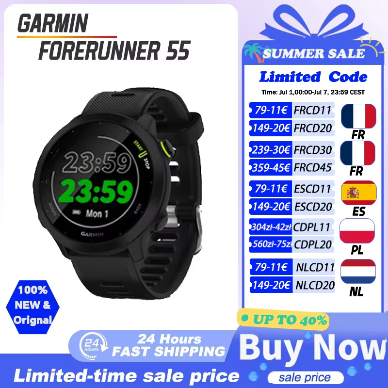 GARMIN Forerunner 55 — Reloj GPS ligero para correr