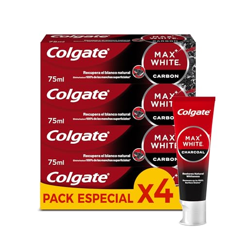 Colgate MAX WHITE Carbón Activo — Pack 12x75ml, BLANQUEA y Elimina Manchas