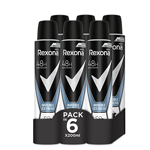 REXONA Invisible Aerosol Ice para HOMBRE — Pack 6, PROTECCIÓN duradera